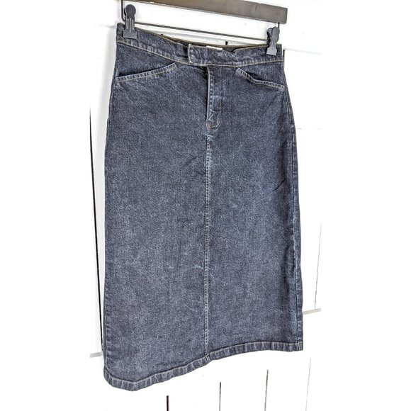 Vintage CK Calvin Klein Jeans dark blue wash jean denim pencil skirt - Picture 3 of 5